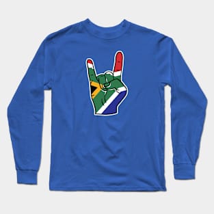 Rock On South Africa // South African Flag Rock Hand Long Sleeve T-Shirt